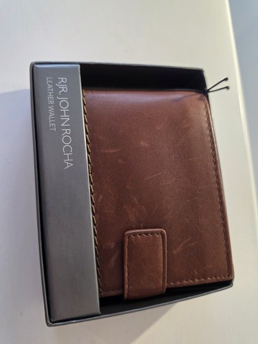 Men leather wallet brown - leather,